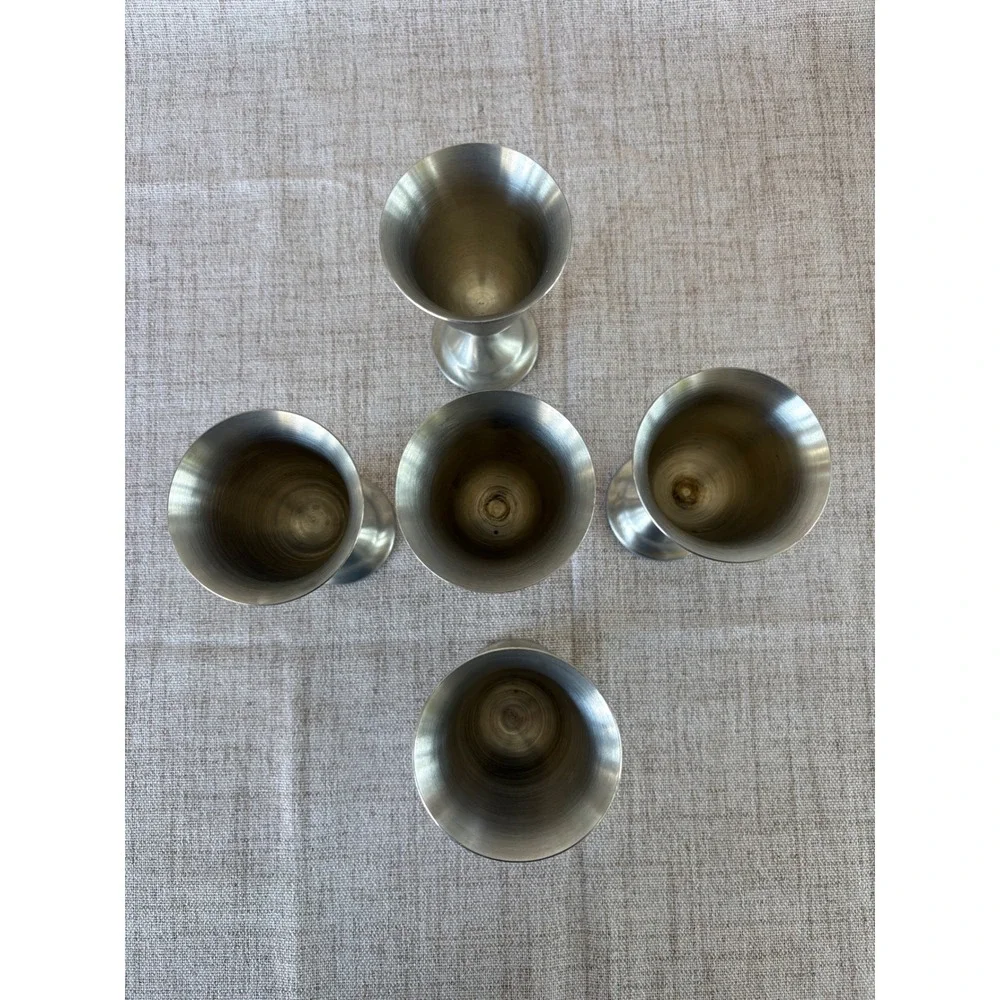 Leonard Goblets Unisex OS Silver Excellent Genuine Pewter Weighted Set of 5